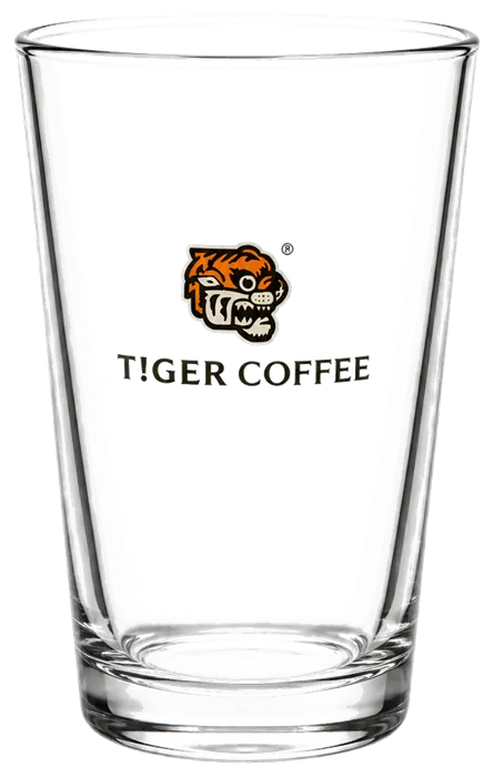 T!GER COFFEE empty glass cup